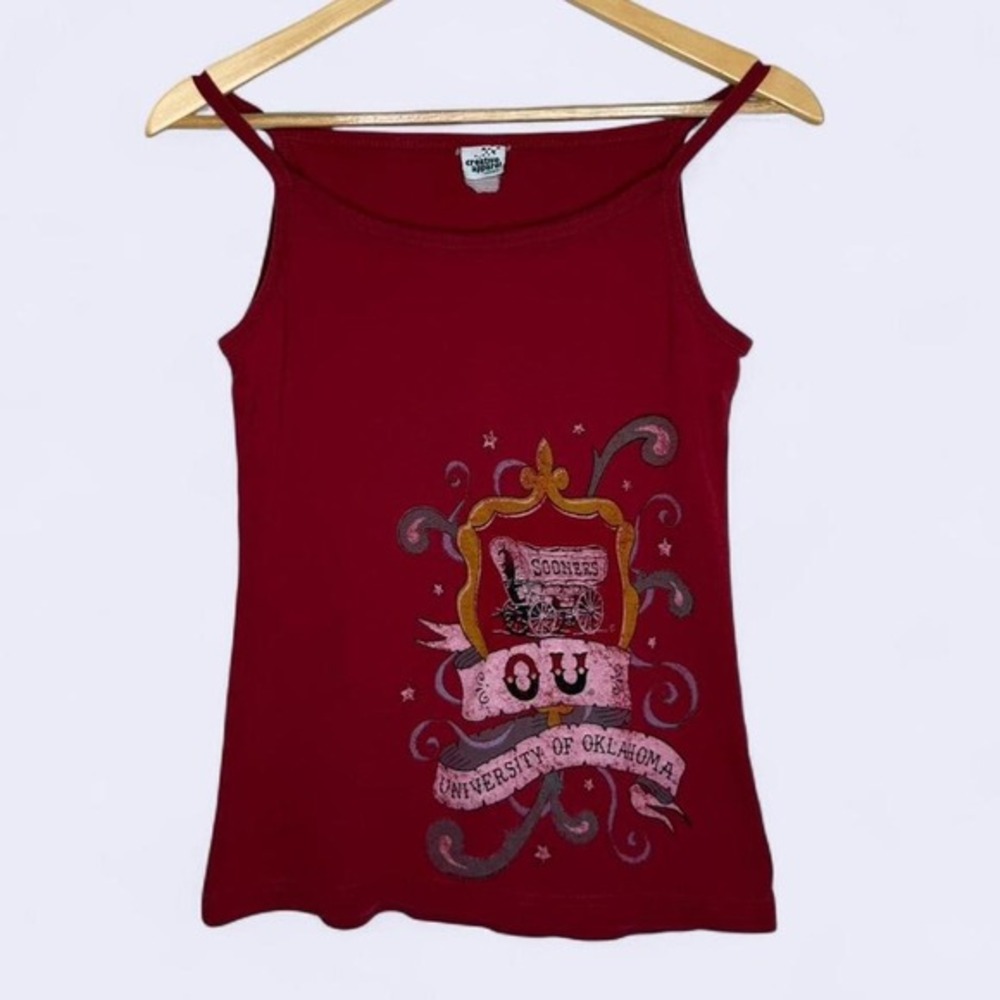 Creative Apparel University of Oklahoma Sooners Tank Top Crimson Red Large Y2K